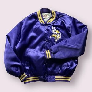 Vintage Minnesota Vikings Purple Satin Bomber Jacket